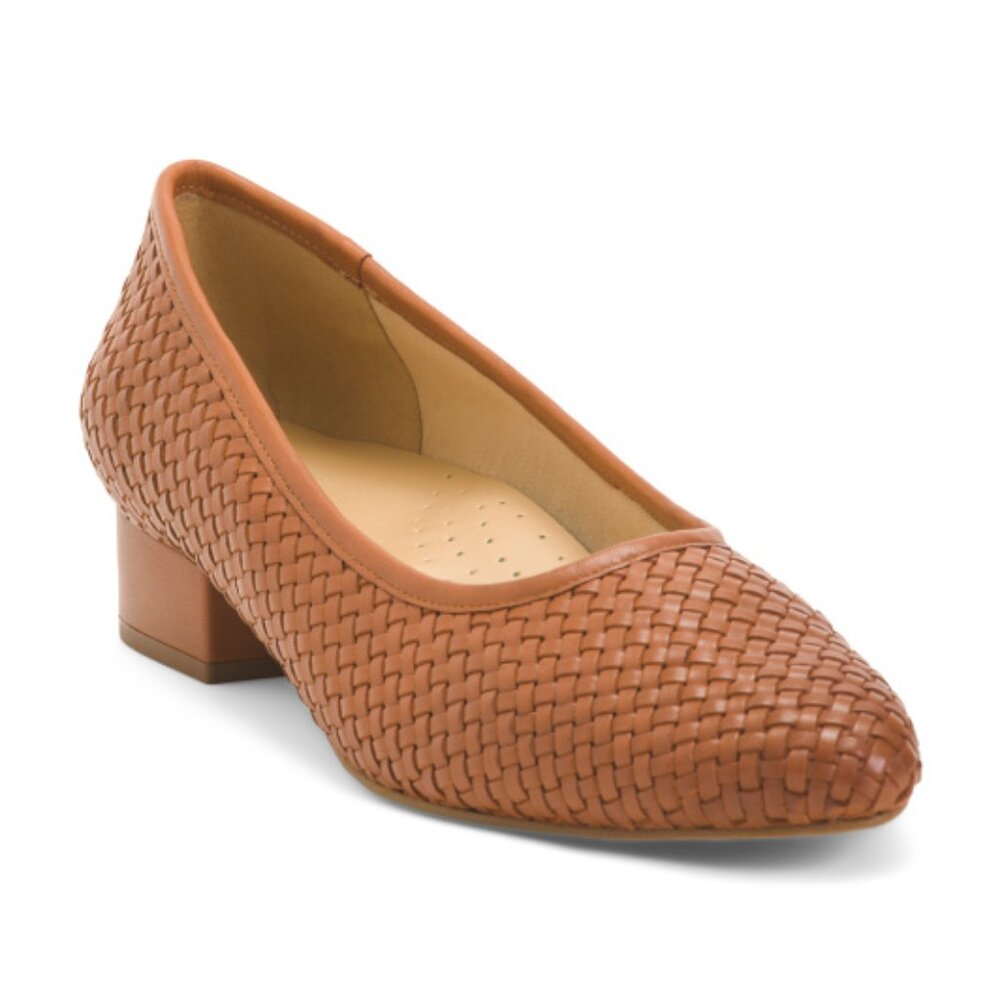 TROTTERS Leather Jade Woven Comfort Pumps